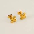 Minimalist 18K gold plated stainless steel X-shaped stud earrings for women - Letter X