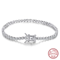 Détail du bracelet tennis en argent sterling S925 avec zircons cubiques ronds brillants - Rond 2.0mm (Zirconia) / 16.5cm / Or blanc