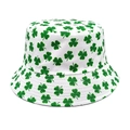 Bob blanc avec imprimé trèfle vert pour protection solaire extérieure et style d'été chic - M (56-58cm) / Imprimé Trèfle