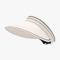Foldable cream sun visor hat with black letters and wide brim for sun protection - One Size(Adjustable) / Beige