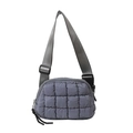 Quilted gray crossbody bag with adjustable strap and checkered down fabric pattern - 22*6*16 / Dark Gray