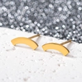 Minimalist 18K gold plated stainless steel heart curved stud earrings for women - Half Moon / Gold