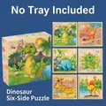 3D wooden block puzzle with dinosaur patterns for kids, 6-in-1 educational toy blocks - 9 Grains - Dinosaur