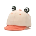 Beige baby baseball cap with red brim and cute 3D cartoon frog eye decorations - Orange