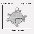 Spécifications de taille détaillées du support de pendentif en acier inoxydable en forme de poisson - Poisson Rouge (S2038) / Argenté