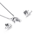 Set gioielli argento con collana pendente a freccia geometrica e orecchini a lobo - Colore Acciaio (KS127567-KFC)