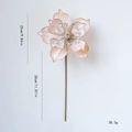 Light pink velvet magnolia Christmas flower with gold glitter and crystal center 25cm - Champagne