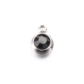 6mm stainless steel pendant charm featuring a faceted black birthstone on silver base - Black-Steel