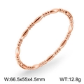 Rose gold stainless steel bamboo style bracelet with bead design, size 66.5x55x4.5mm - Rose Gold Olive Beaded Style (KB171032-KFC)