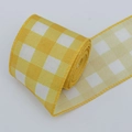 Nastro a quadretti giallo e bianco con bordo animato per decorazioni natalizie - 5,5 cm / Giallo