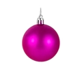 3cm magenta electroplated Christmas ball ornament with silver cap and hanging string - Matte Rose Red
