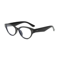 Schicke schwarze Cat-Eye-Sonnenbrille mit Vintage-Silberstiften und Blaulichtfilter-Gläsern - Blaulichtfilter Ohne Stärke / Schwarzer Rahmen Anti-Blaulicht-Gläser