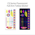 Leuchtendes Boho-Tattoo CS-002 mit Federn und Mandalas, zeigt Neon-UV-Glow-Effekt - CS-002 (Feder/Geometrisch)