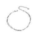 Classic silver S925 sterling silver Figaro chain link bracelet for men and women - 3.3MM Figaro Chain - White Gold / 21.5+5cm