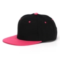 Casquette snapback classique à bord plat noir et rose avec design à six panneaux - Noir/Rose Bonbon