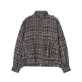 Women's metallic tweed bomber jacket with stand collar and textured weave fabric - XS / Multi-color Tweed
