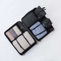 7-piece black travel organizer set with mesh bags and pouches in a suitcase - Pure Black-7Pcs Set
