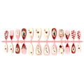 Set 24 unghie a mandorla con motivi retrò stile Alice e decorazioni dorate in 3D - Pacchetto Di Strisce (B1-13909) / 24 Pezzi/Set