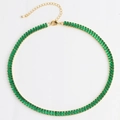 Tennis ketting met smaragdgeslepen groene zirkonia en vergulde afwerking - Groen
