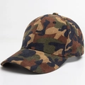 Gorra de béisbol de pana de camuflaje unisex con visera curva y patrón de bosque - Ajustable (55-60cm) / Azul marino