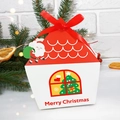 Scatola regalo di Natale a forma di casa con fiocco rosso e Babbo Natale per dolci - Con Nastro Rosso / Rosso