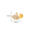 F136 titanium gold heart cartilage stud with clear zircons, size 0.59cm by 0.67cm - 8# Gold - Starburst Shape