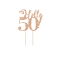 Glitzernder Tortenaufsatz Hello 50 in Roségold für die Dekoration zum 50. Geburtstag - Hello 50! / Roségold