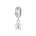 Star-shaped zircon pendant in S925 sterling silver with engraved moon and star bail - Starry Pentagram Style (BSC984)
