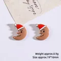 Cartoon moon figurine with red Santa hat for Christmas DIY crafts, size 19x16mm - Moon with Christmas Hat