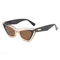 Fashion cat eye sunglasses with dual-layer black and transparent frame and gold accents - Black Transparent Tea Frame Tea Lens