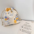 Mini cream drawstring bag with ice cream illustration and durable cotton rope closure - Summer Pattern-Small