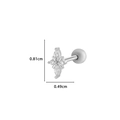Silver flower stud earring with marquise cubic zirconia stones and 0.81cm height detail - 3# Silver (Four-pointed Star)