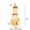 Detailed view of Hamsa hand pendant with dimensions 29x13mm and red zircon inlay - M599223-rose / Rose Red