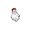 Ghost wearing Santa hat and beard enamel pin, Christmas and Halloween crossover badge - Christmas Bearded Ghost (CZ0432-1)