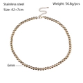 Polished 6mm stainless steel bead necklace in rose gold finish with lobster clasp - 6mm