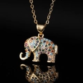 Elephant pendant necklace in golden finish with colorful zircon stones on black background - 05 Multicolor Elephant Pendant Only (Without Chain)