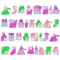 Set de juguetes pop-it de silicona tie-dye con formas navideñas y colores vibrantes - Tema de Navidad Pop It