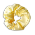 Elegant satin fabric scrunchie in bright lemon yellow with a glossy silk texture - Bright Yellow