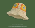 Beige hand-crocheted straw sun hat featuring colorful floral patterns for summer style - M (56-58cm) / Beige