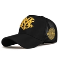 Casquette trucker noire avec broderie 3D dorée et panneaux arrière en maille - Noir avec broderie jaune