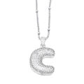 Collana con ciondolo lettera C in argento con zirconi scintillanti incastonati - Lettera C / Argento
