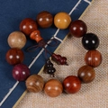 Multi-wood bead bracelet with assorted redwood textures and decorative gourd pendants - Multicolor (18mm*13 Beads Premium Gourd)