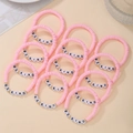 Pink clay bead bracelet set of 12 with gold accents and white BE KIND letter beads - Pink