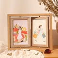 Minimalist double-sided rotating wooden picture frame in natural wood finish for desktop - Natural Wood Vertical / 7"