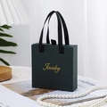 Dark green drawer jewelry box with black ribbon handle and golden jewelry text print - Army Green - Thick English / 10*10*3.5CM / Army Green