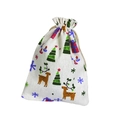 Christmas reindeer pattern beige cotton linen drawstring jewelry gift storage bag - 10*14cm / Christmas Deer