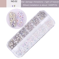 Detail of 12-grid organizer box with 1440pcs AB iridescent glass nail art rhinestones - Star AB + Light of Heaven (02)