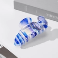 Elegant blue and white striped acetate shark hair clip with sparkling rhinestone butterfly - Blue