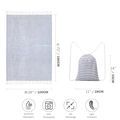 Blue striped cotton Turkish beach towel 100x180cm with matching drawstring backpack - Blue