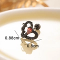 Black heart snake stud earring with orange gemstone and 0.8cm size measurements - Ball Style / Red (Single)